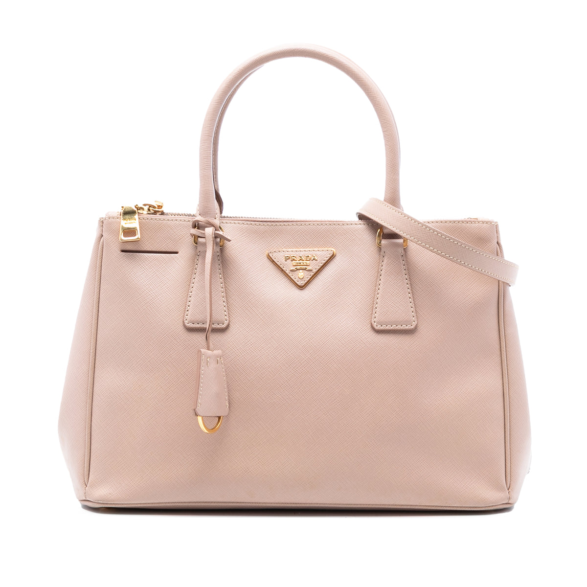 Medium Saffiano Lux Galleria Double Zip Satchel