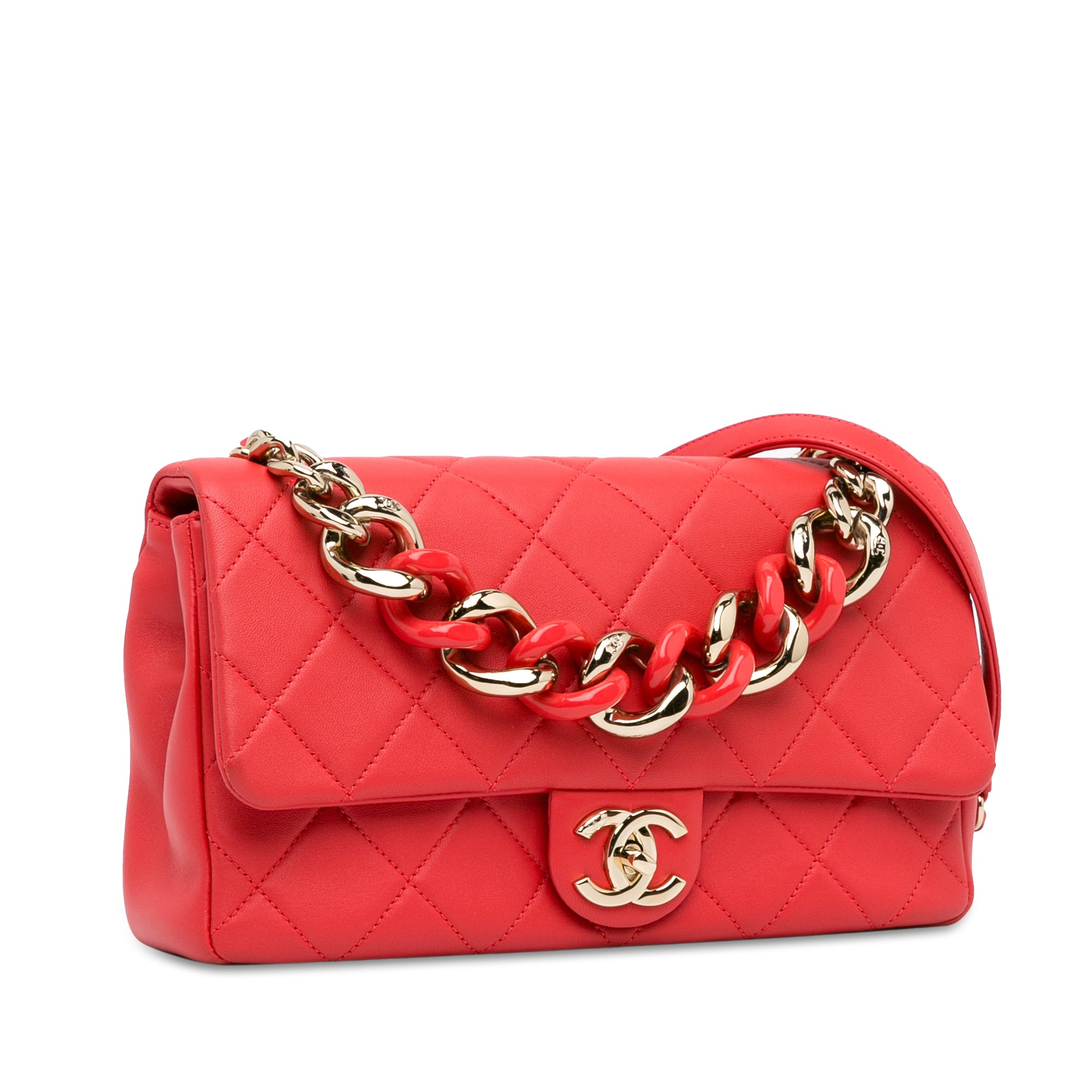 Small Lambskin Elegant Chain Single Flap_1