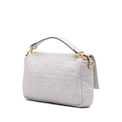 Large Zucca Embossed Leather Baguette Satchel