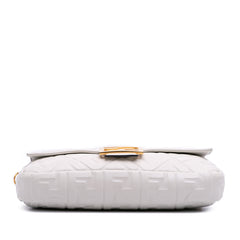 Large Zucca Embossed Leather Baguette Satchel