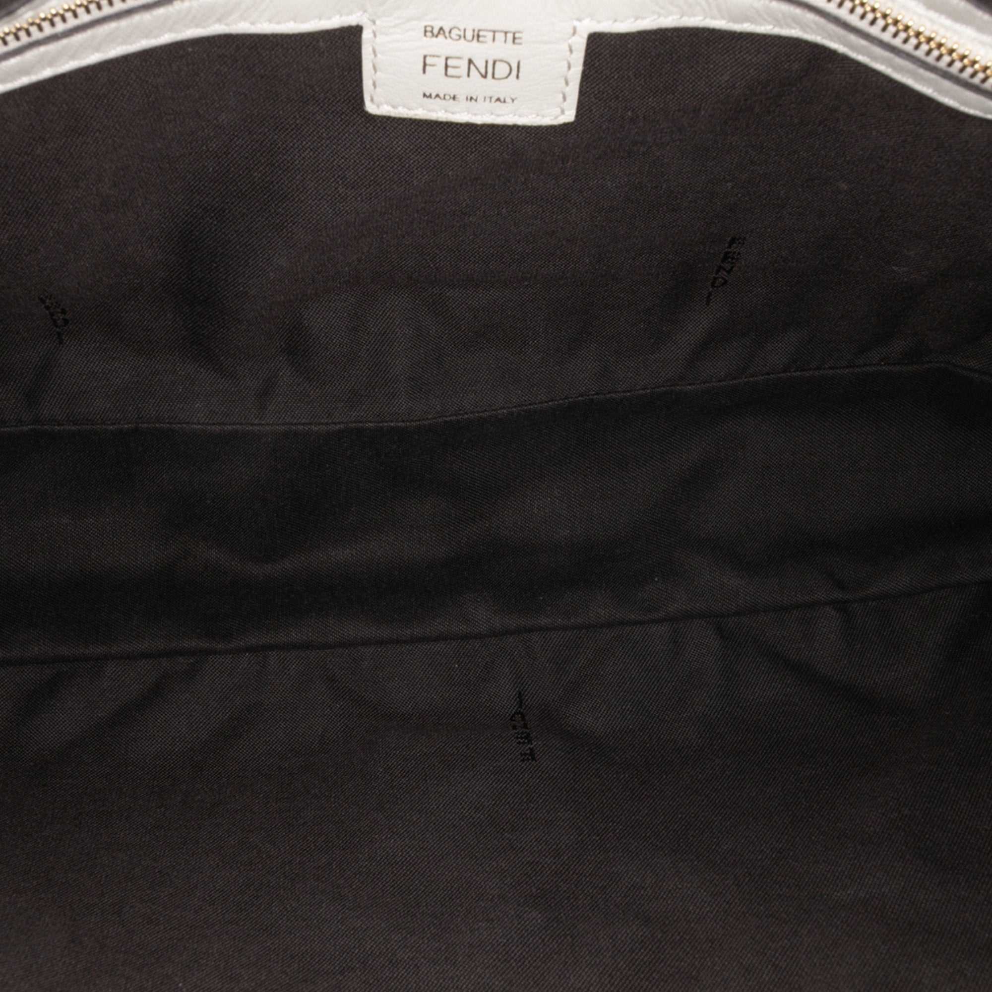 Large Zucca Embossed Leather Baguette Satchel