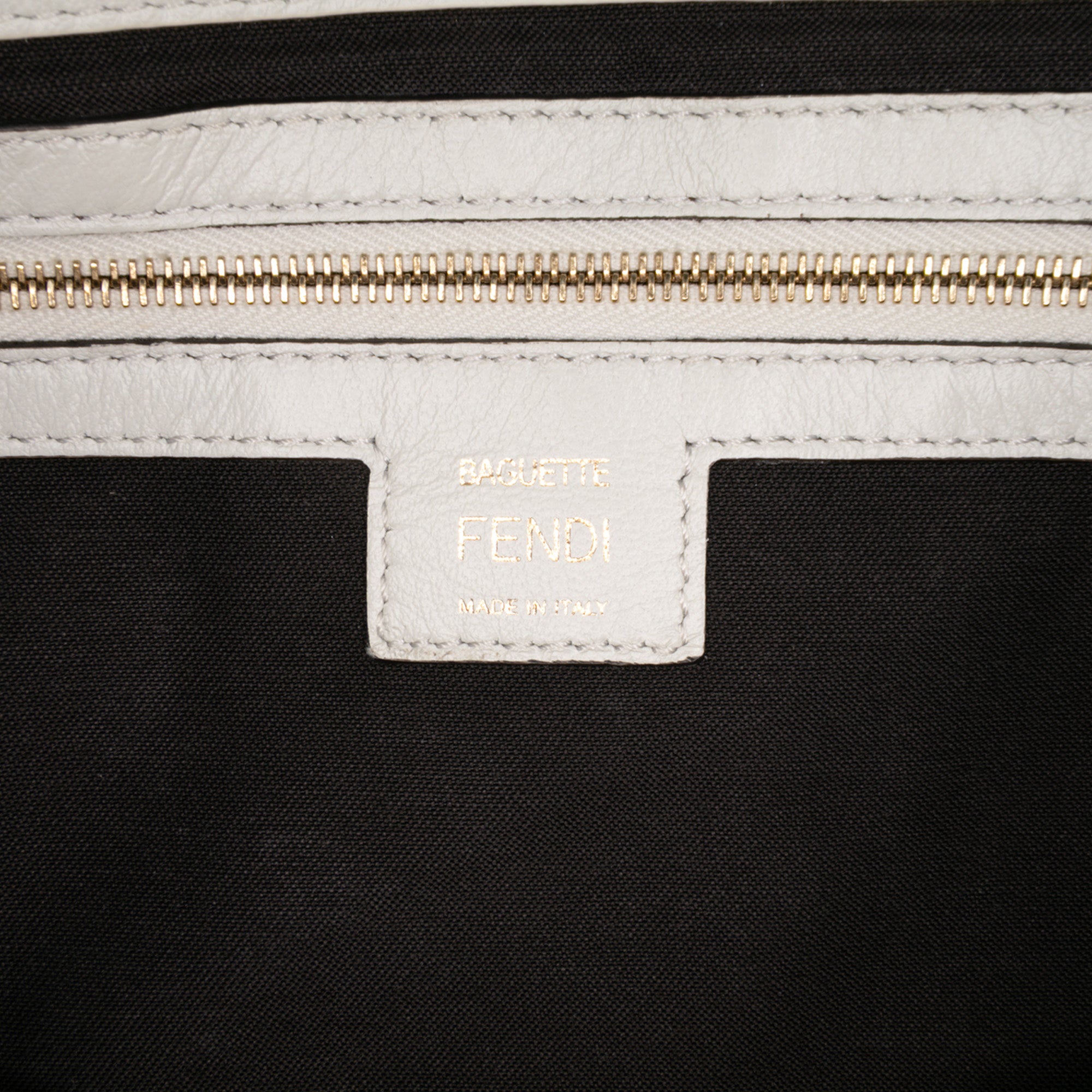 Large Zucca Embossed Leather Baguette Satchel