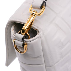 Large Zucca Embossed Leather Baguette Satchel
