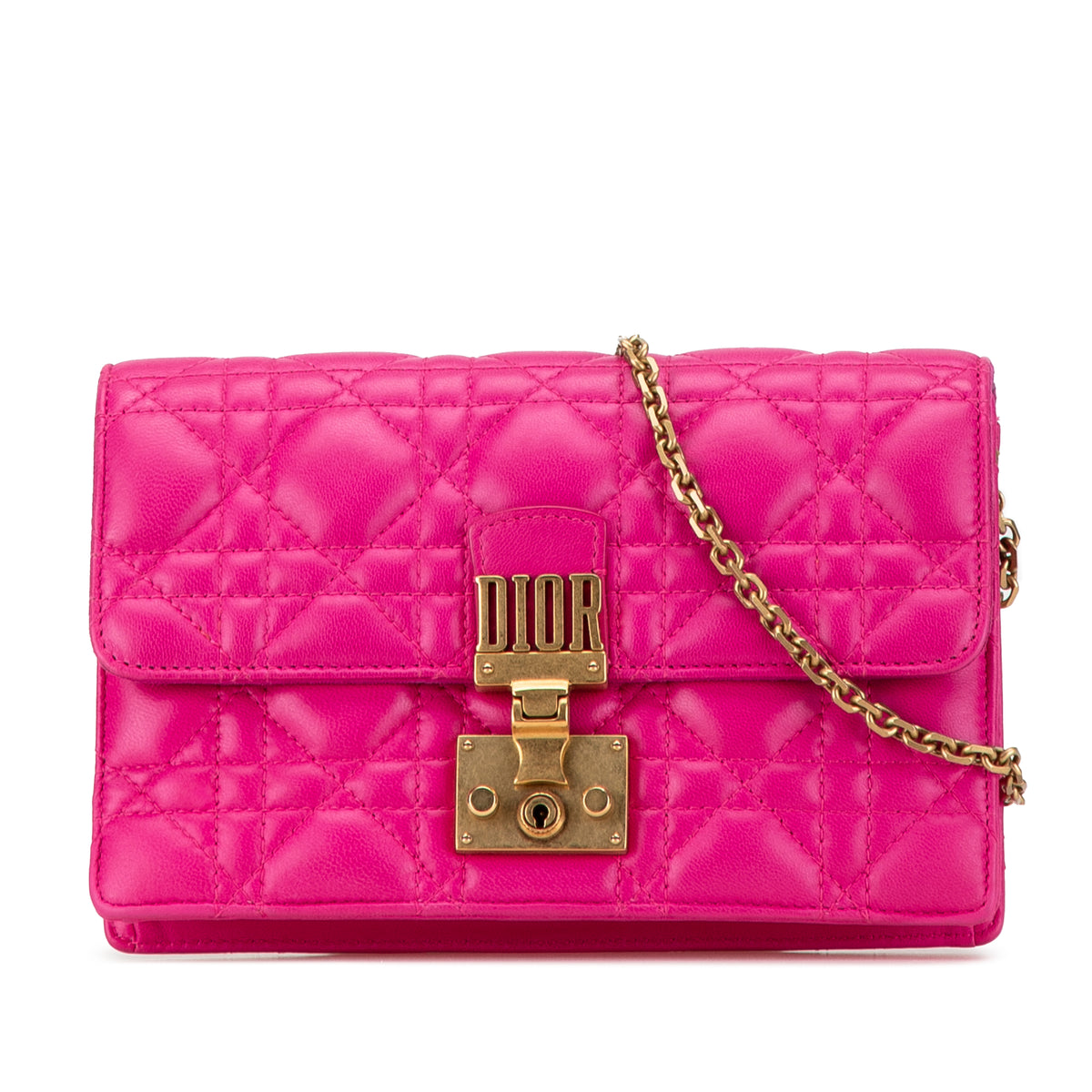 Lambskin Cannage DiorAddict Wallet on Chain