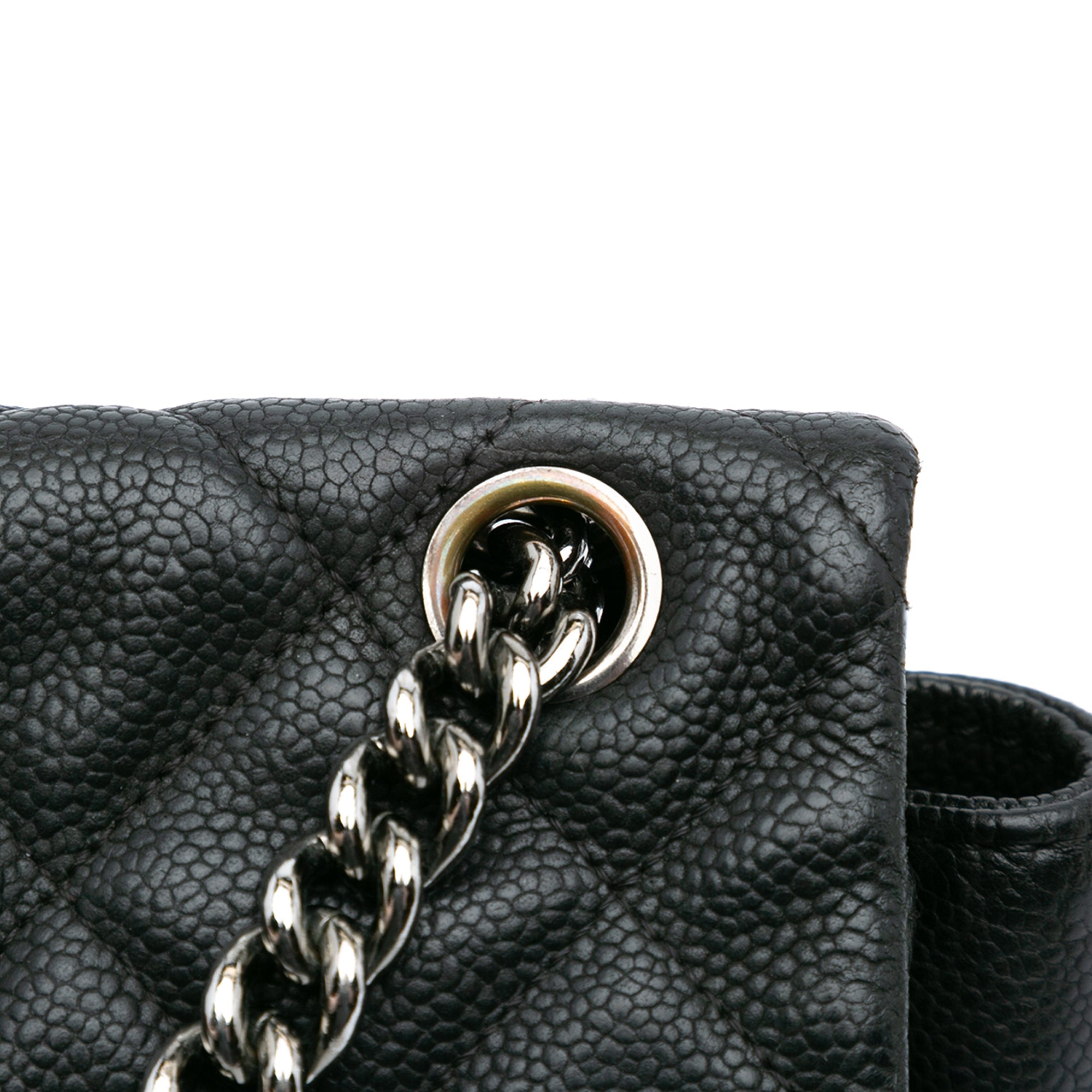 Quilted Iridescent Caviar Lady Pearly Flap