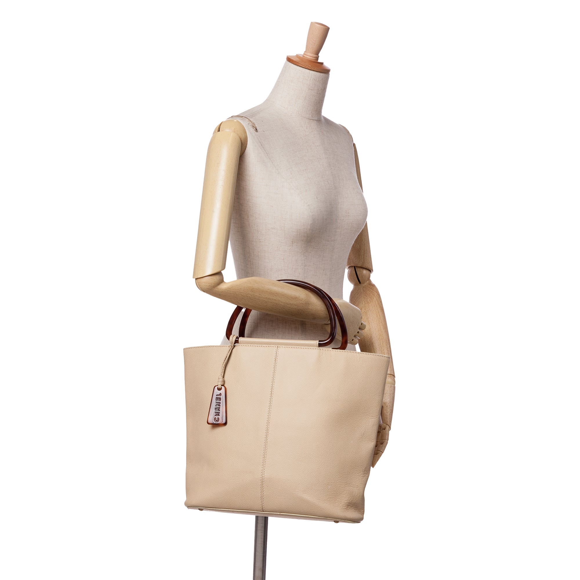 Grained Calfskin Tortoise Top Handle Tote