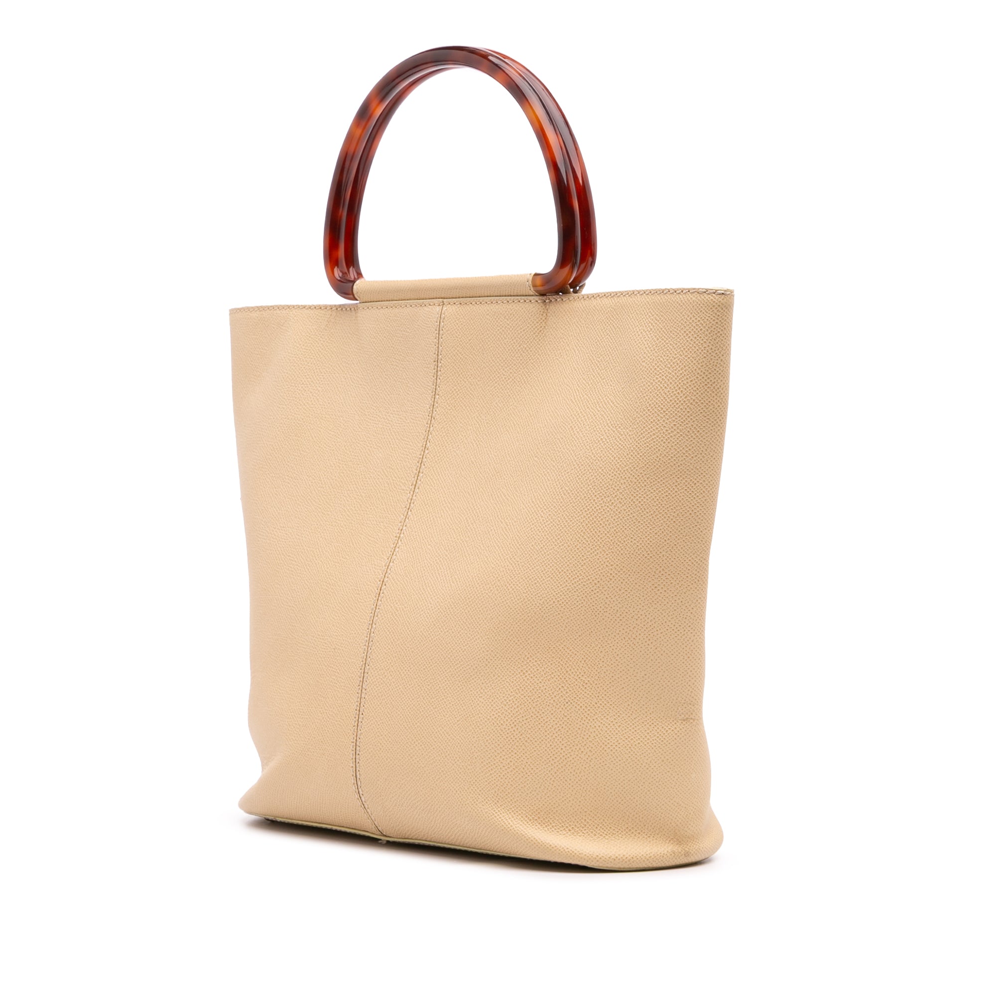 Grained Calfskin Tortoise Top Handle Tote