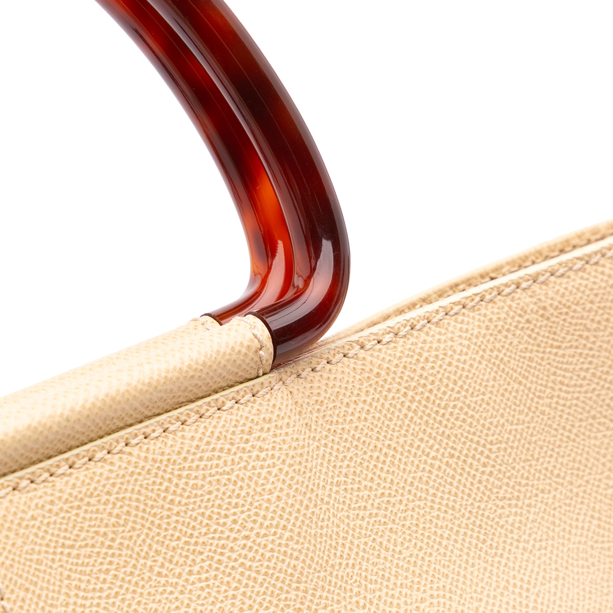Grained Calfskin Tortoise Top Handle Tote