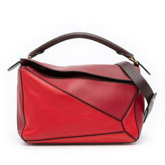 Medium Tricolor Calfskin Puzzle Satchel