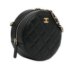 CC Quilted Caviar Round Clutch With Chain_1