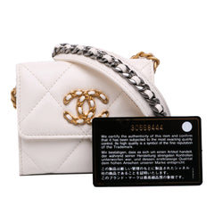 Quilted Lambskin Chanel 19 Card Holder On Chain