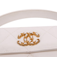 Quilted Lambskin Chanel 19 Card Holder On Chain