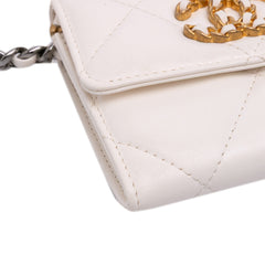 Quilted Lambskin Chanel 19 Card Holder On Chain