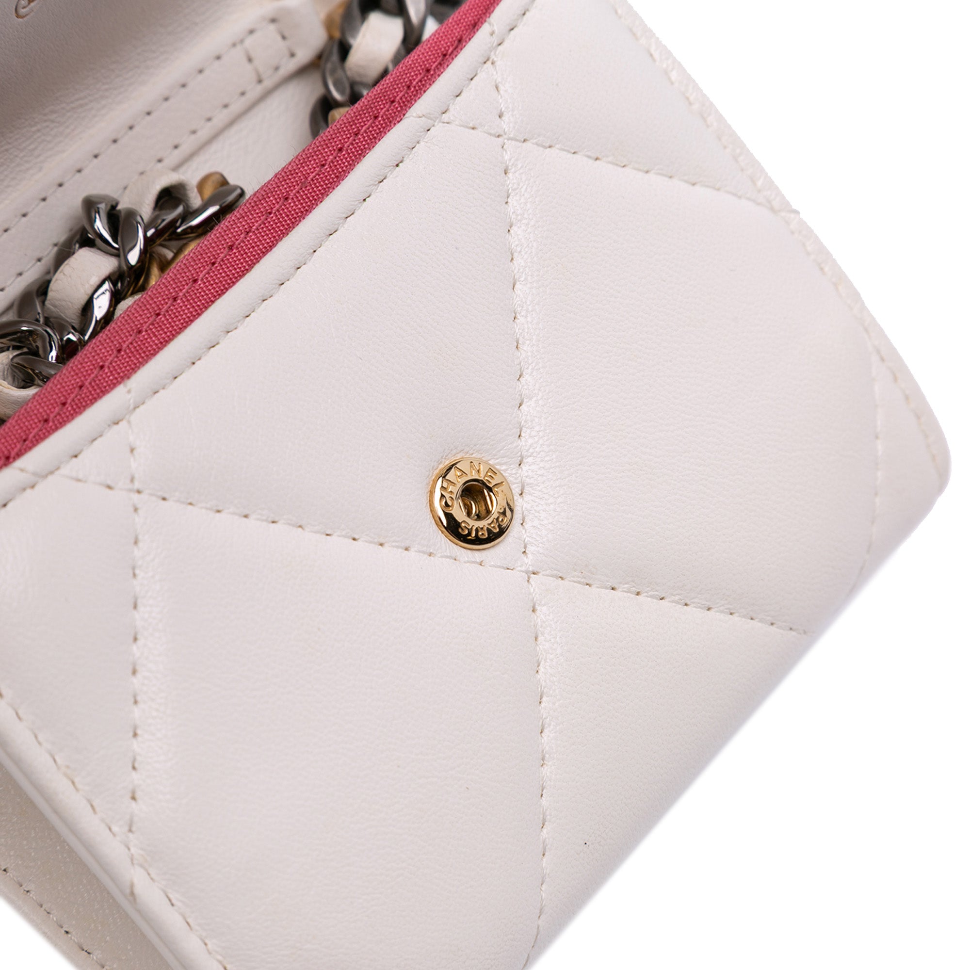 Quilted Lambskin Chanel 19 Card Holder On Chain