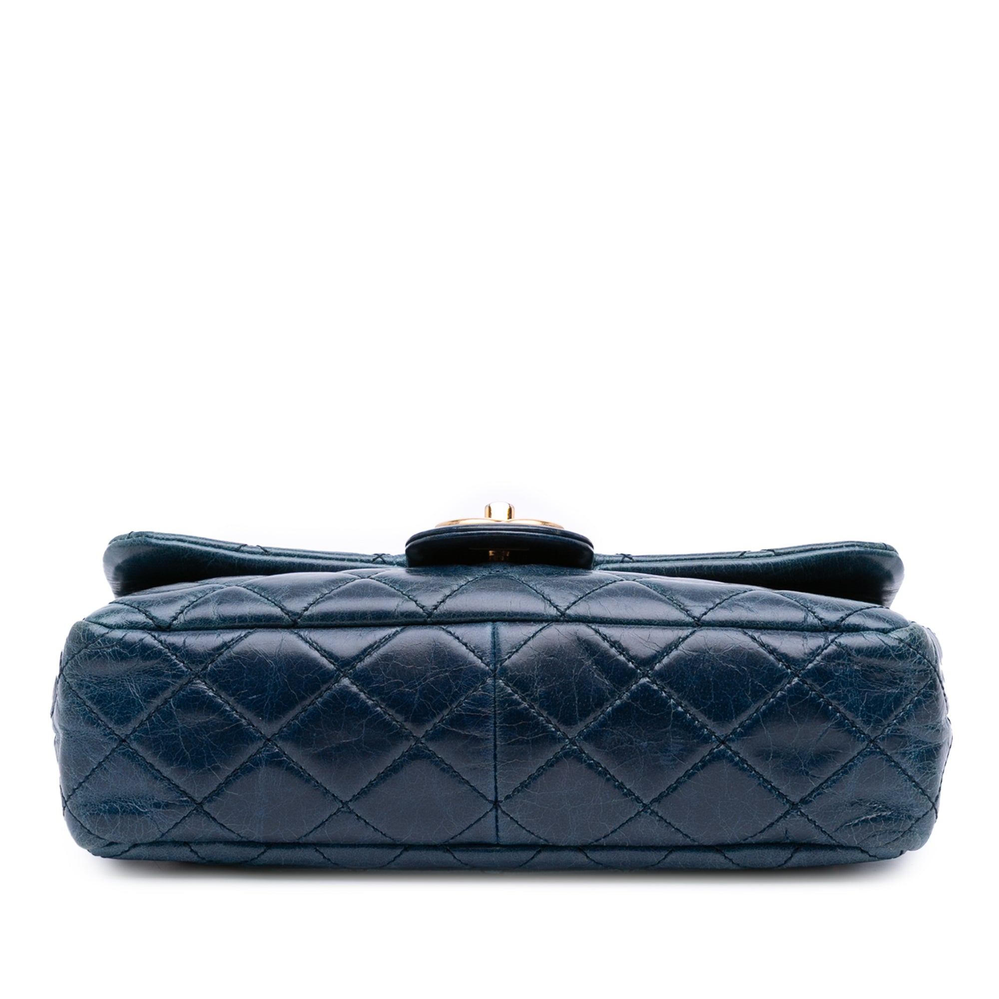 Small Glazed Calfskin Castle Rock Top Handle Flap