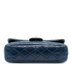 Small Glazed Calfskin Castle Rock Top Handle Flap