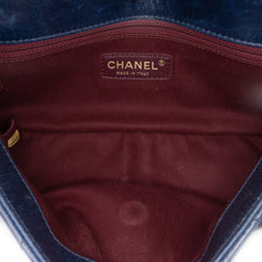 Small Glazed Calfskin Castle Rock Top Handle Flap