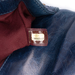 Small Glazed Calfskin Castle Rock Top Handle Flap