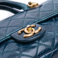 Small Glazed Calfskin Castle Rock Top Handle Flap