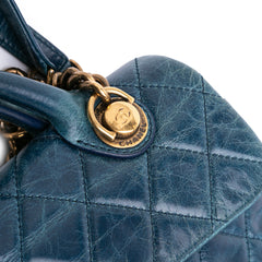 Small Glazed Calfskin Castle Rock Top Handle Flap
