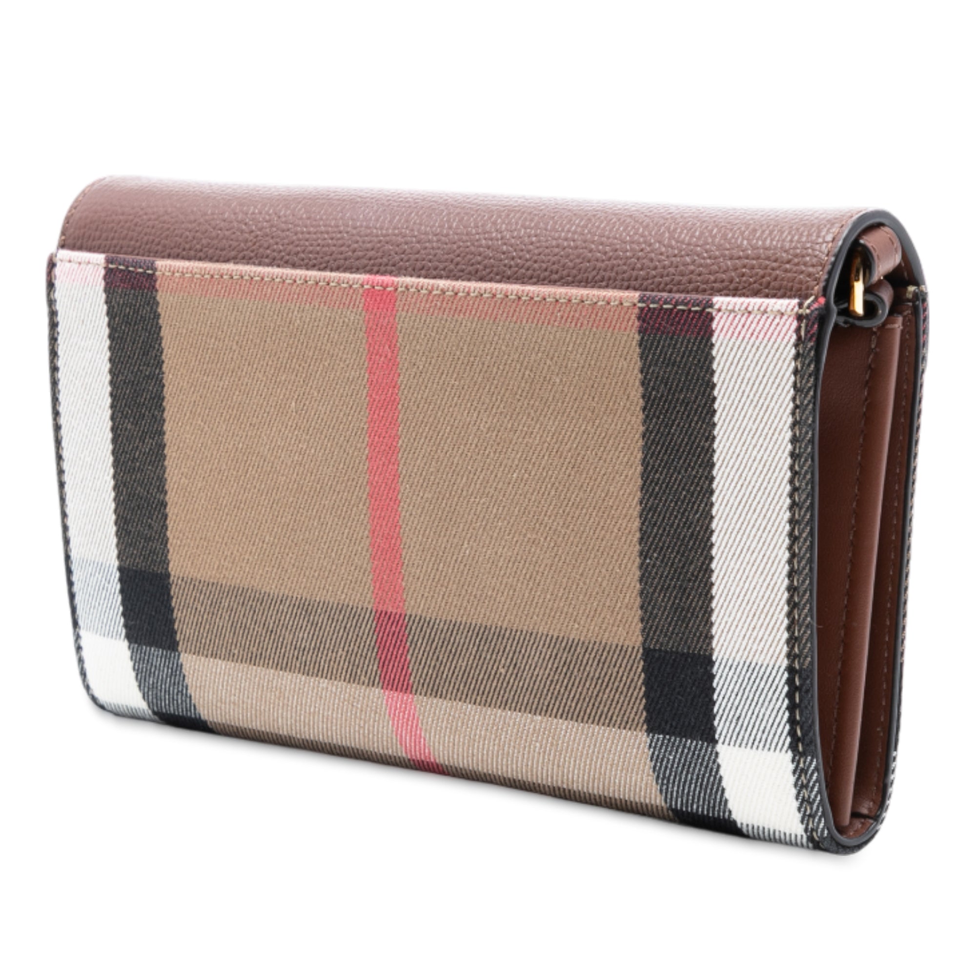 House Check Canvas and Leather Hannah Wallet on Strap