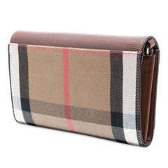 House Check Canvas and Leather Hannah Wallet on Strap