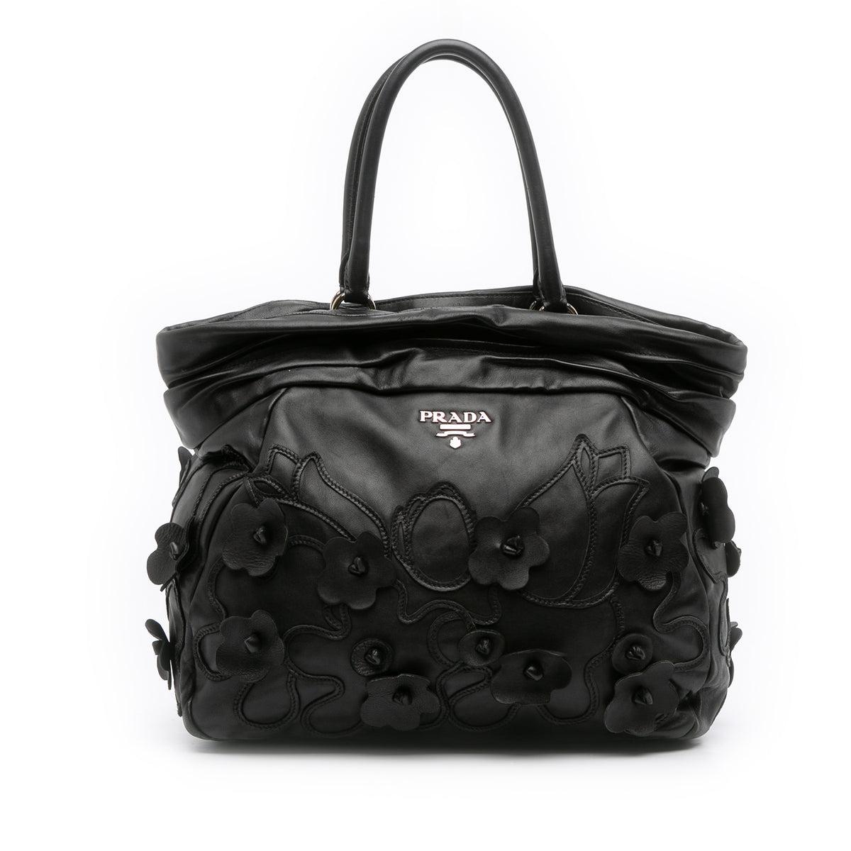 Nappa Intarsio Flower Shopping Tote