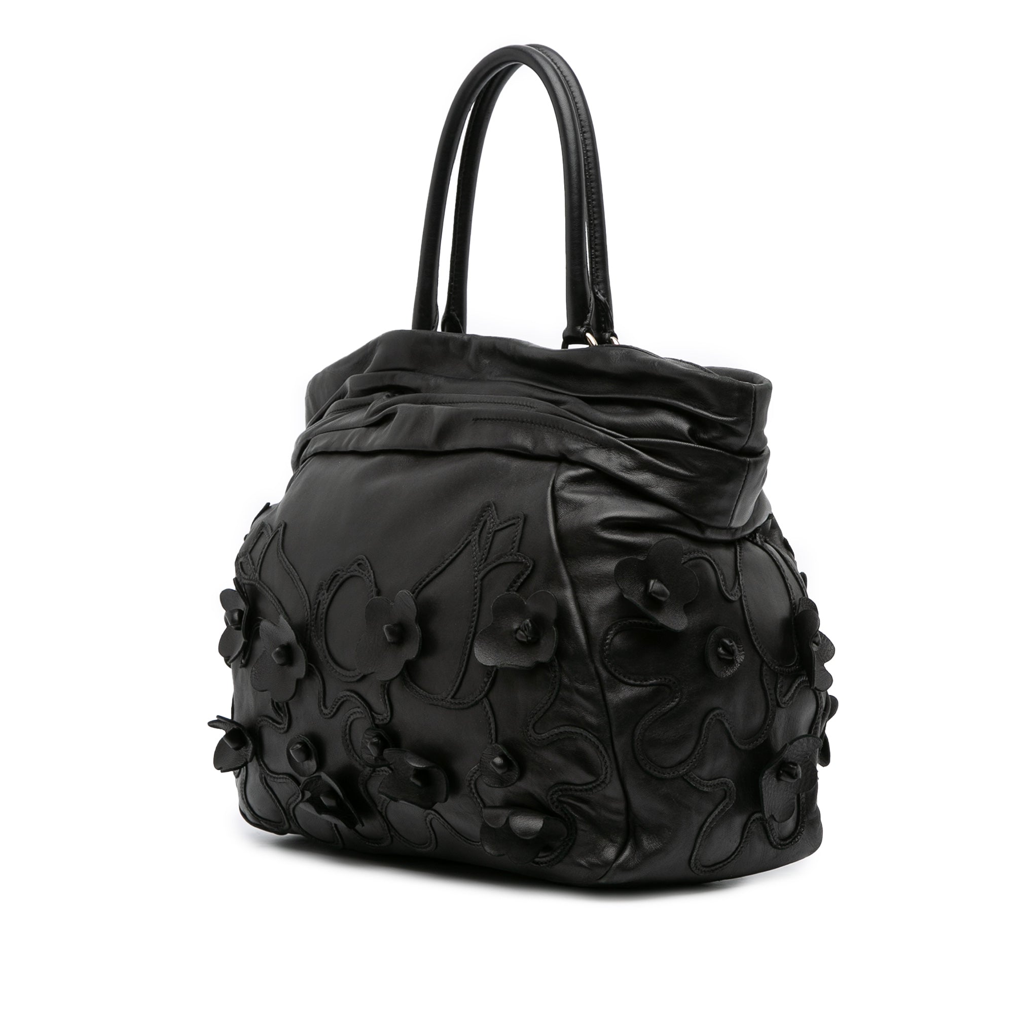 Nappa Intarsio Flower Shopping Tote