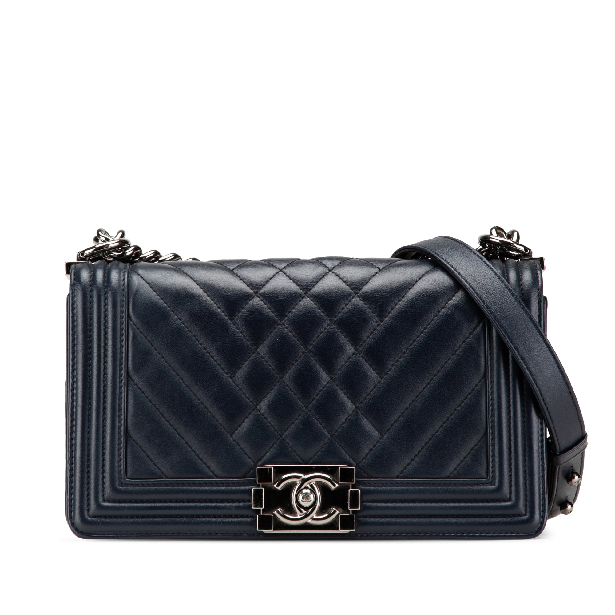 Medium Chevron Lambskin Boy Flap
