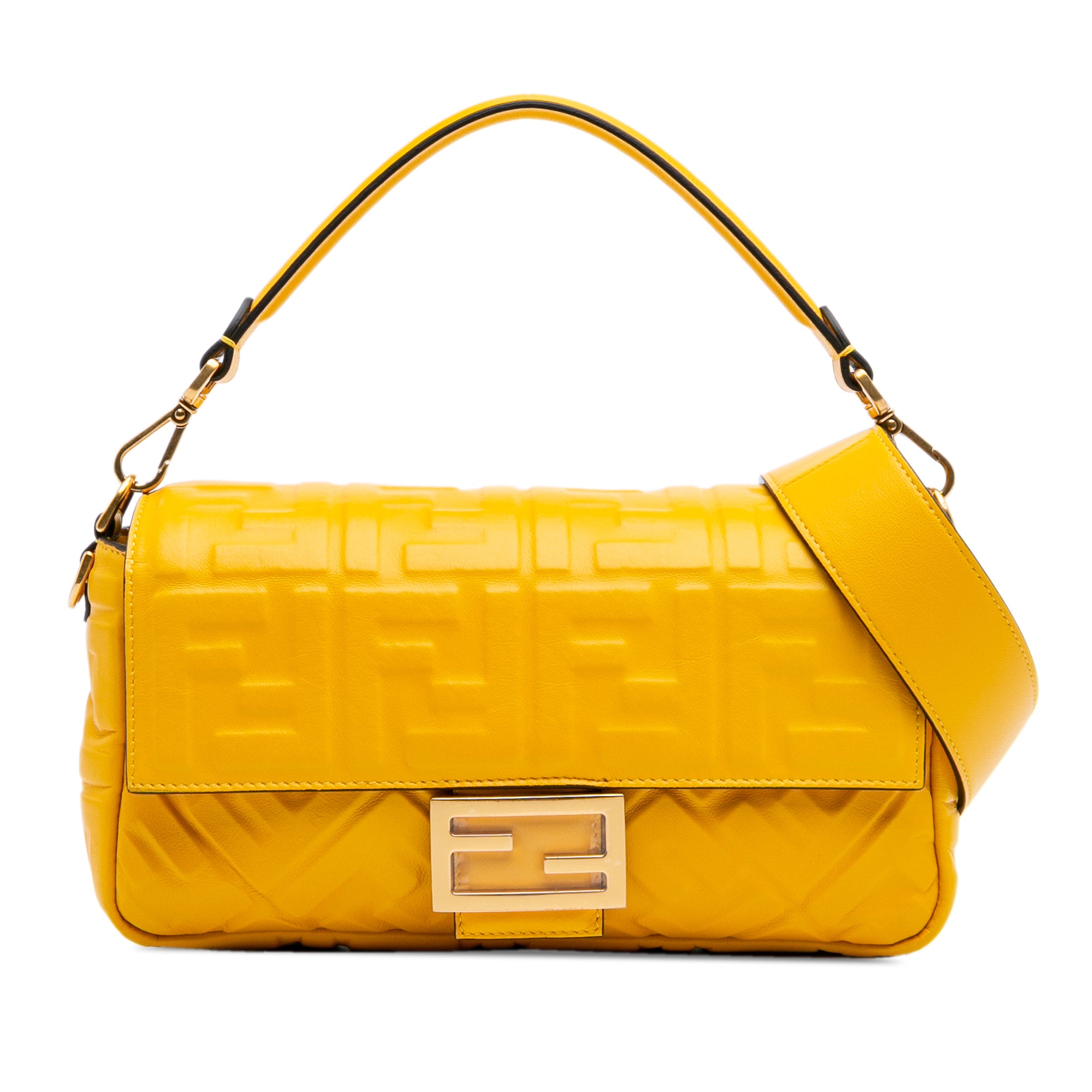 Zucca Embossed Leather Baguette Satchel