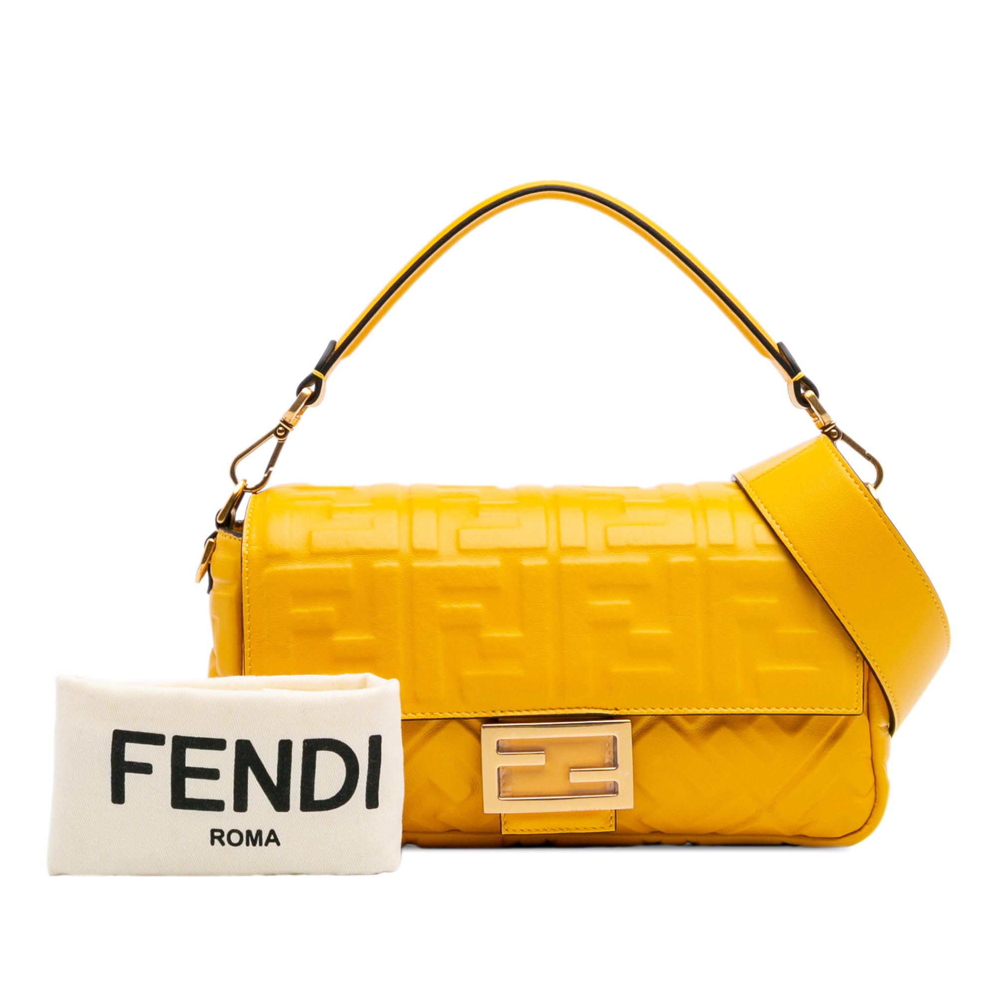 Zucca Embossed Leather Baguette Satchel