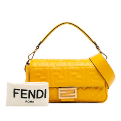 Zucca Embossed Leather Baguette Satchel