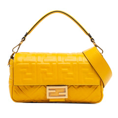 Zucca Embossed Leather Baguette Satchel