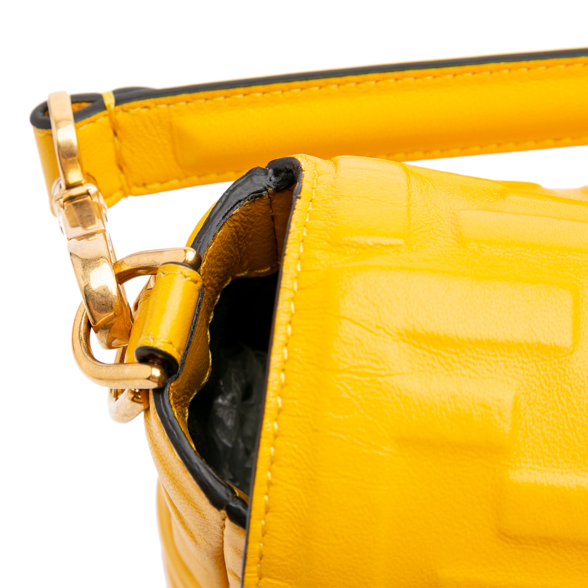Zucca Embossed Leather Baguette Satchel