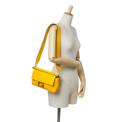 Zucca Embossed Leather Baguette Satchel