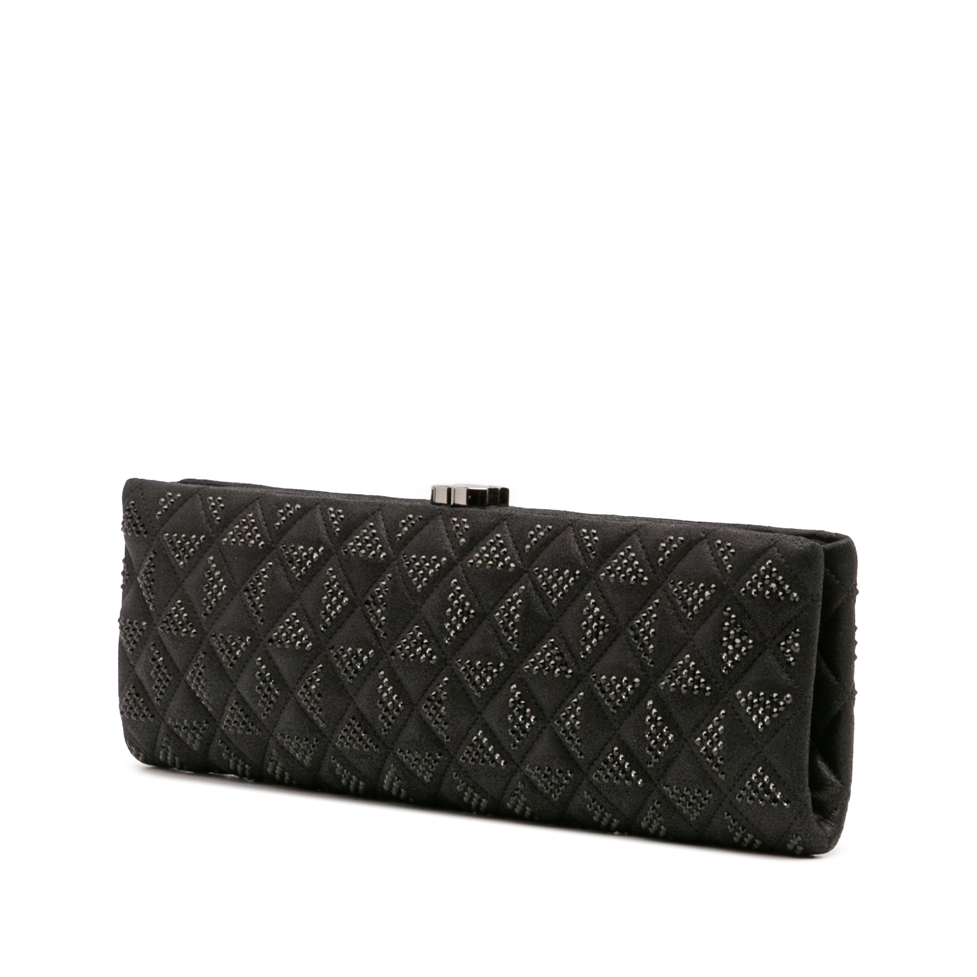 CC Quilted Iridescent Lambskin Crystal Long Clutch