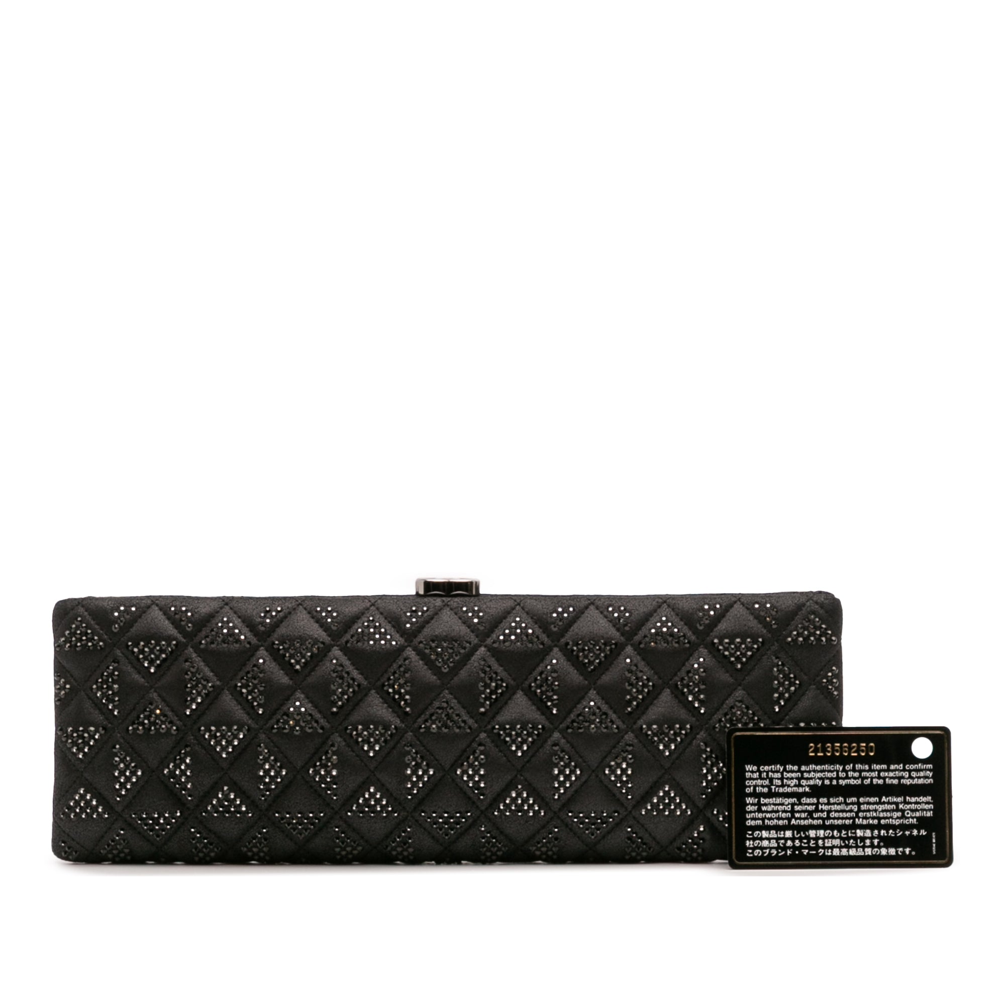 CC Quilted Iridescent Lambskin Crystal Long Clutch