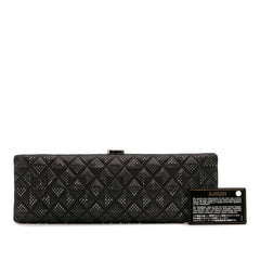 CC Quilted Iridescent Lambskin Crystal Long Clutch