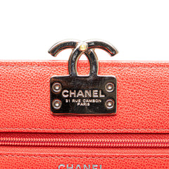 Grained Calfskin CC Box Wallet On Chain