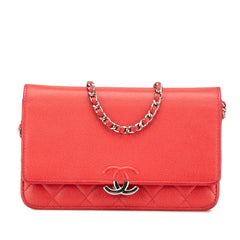 Grained Calfskin CC Box Wallet On Chain
