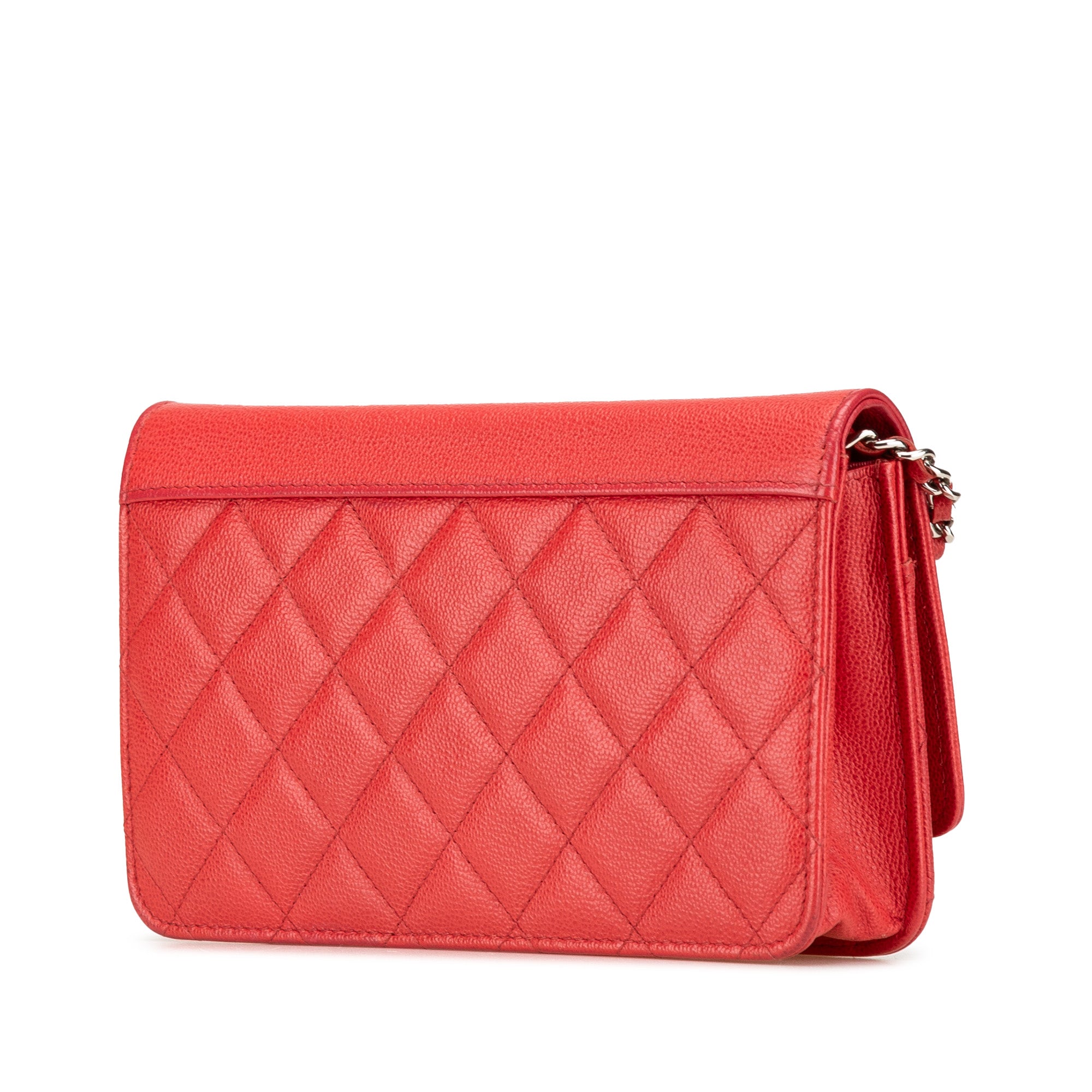 Grained Calfskin CC Box Wallet On Chain
