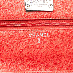 Grained Calfskin CC Box Wallet On Chain