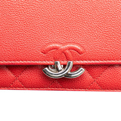 Grained Calfskin CC Box Wallet On Chain