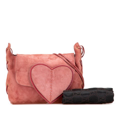 Suede Heart Shoulder Bag
