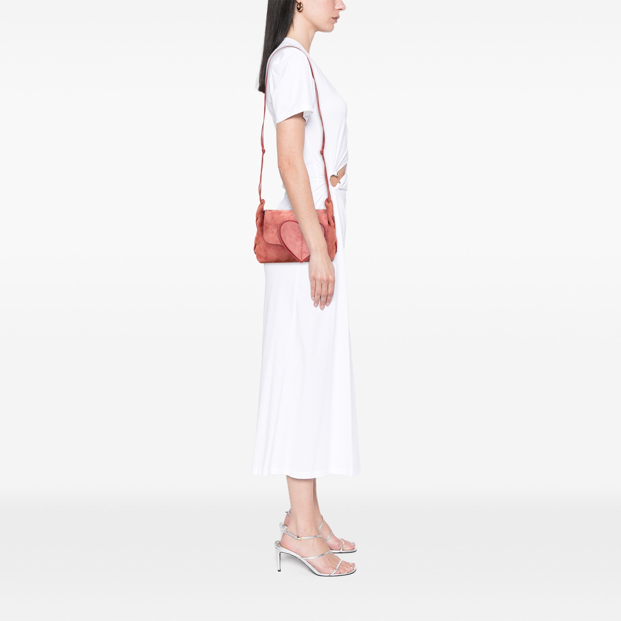 Suede Heart Shoulder Bag