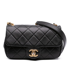 Mini Quilted Calfskin Crystal Pearls Chain Flap