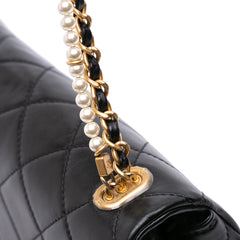 Mini Quilted Calfskin Crystal Pearls Chain Flap
