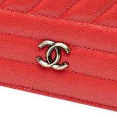 CC Diagonal Quilted Goatskin Wallet On Chain