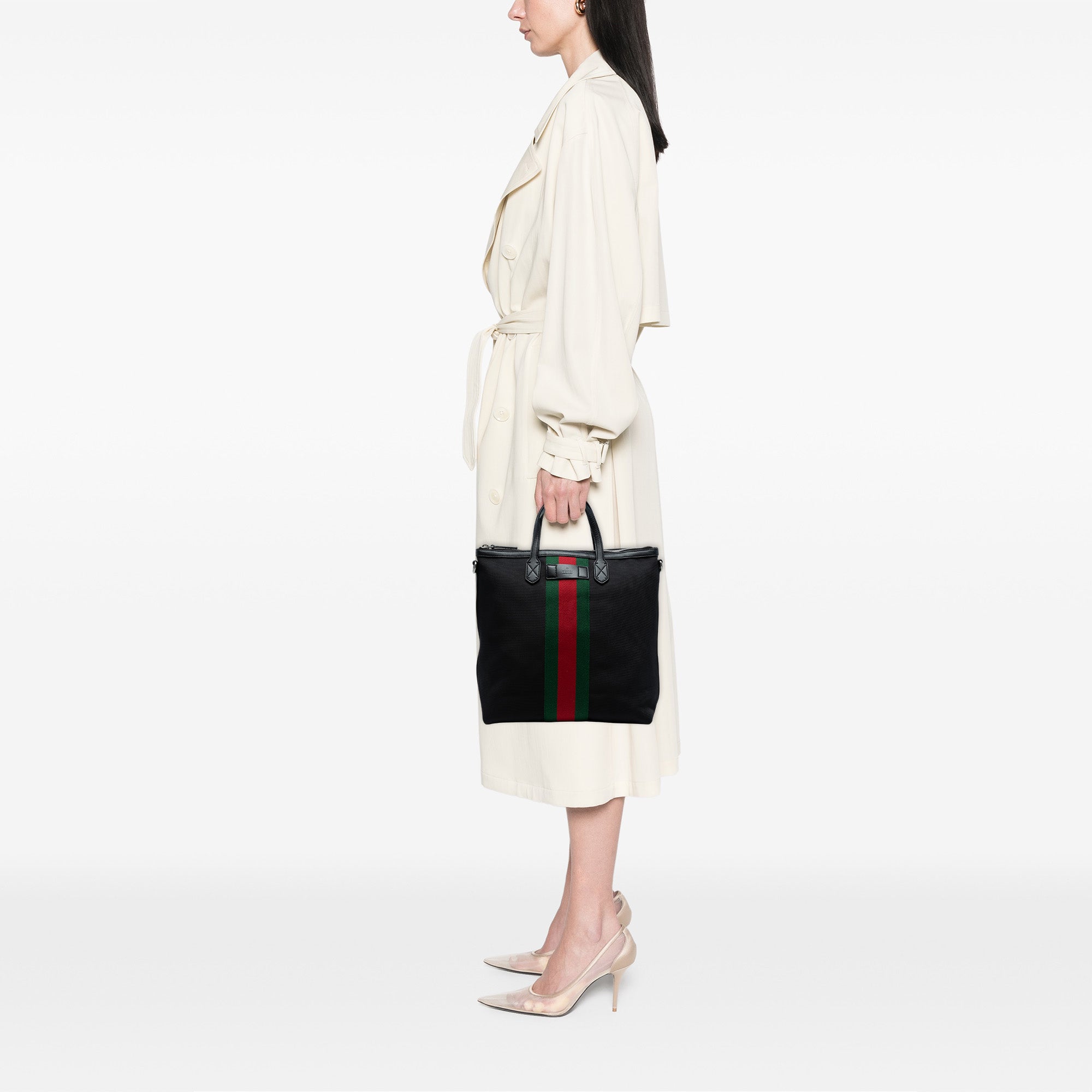 Canvas Techno Web Vertical Zip Tote