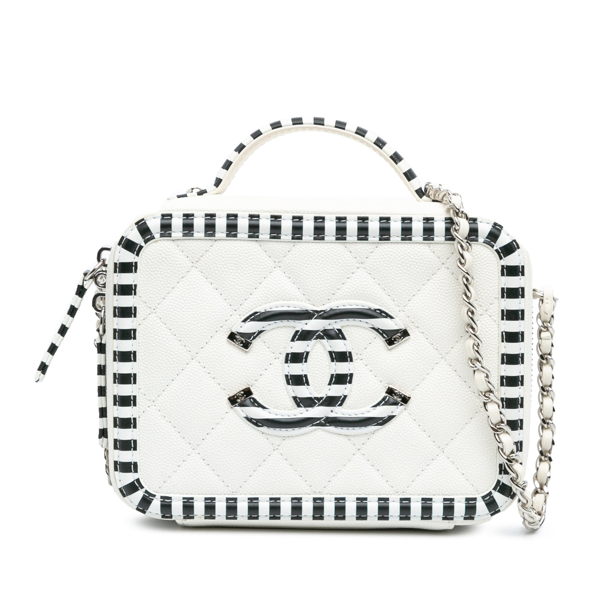 Small Caviar CC Filigree Striped Vanity Case